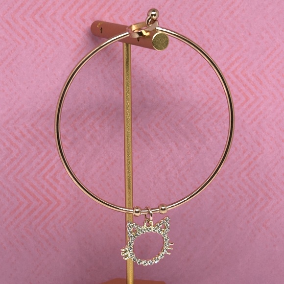 Handmade Rhinestone Kitty Bangle Charm Bracelet! New in Gift Box! - Picture 2 of 5